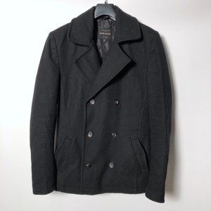 RIVER ISLAND XS slim black peacoat